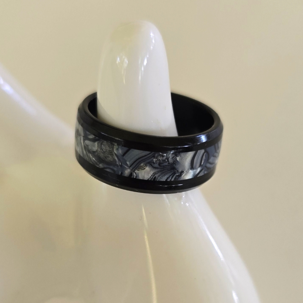 🌫 Smokey Black Steel Ring